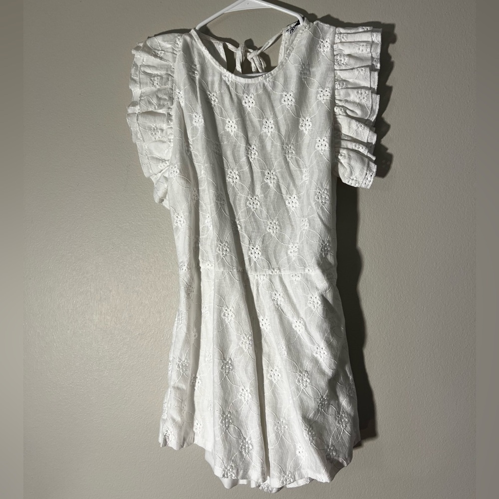 Zara White eyelet romper shorts